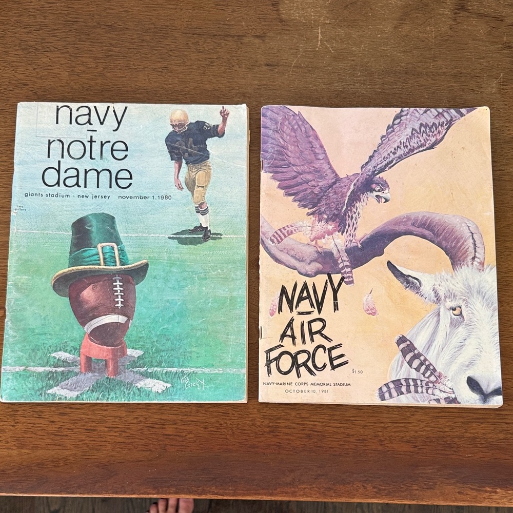 Vintage 80s Navy - Notre Dame - Air Force Football Programs - 80s Advertisements